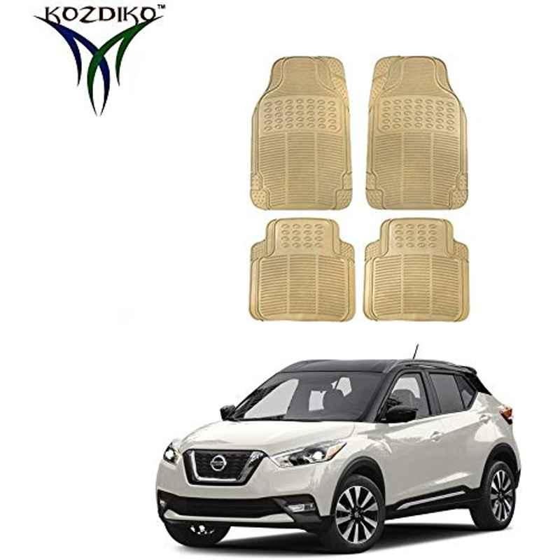 Kozdiko 4 Pcs Rubber Beige Car Simple Foot Mat Set for Jaguar XJ
