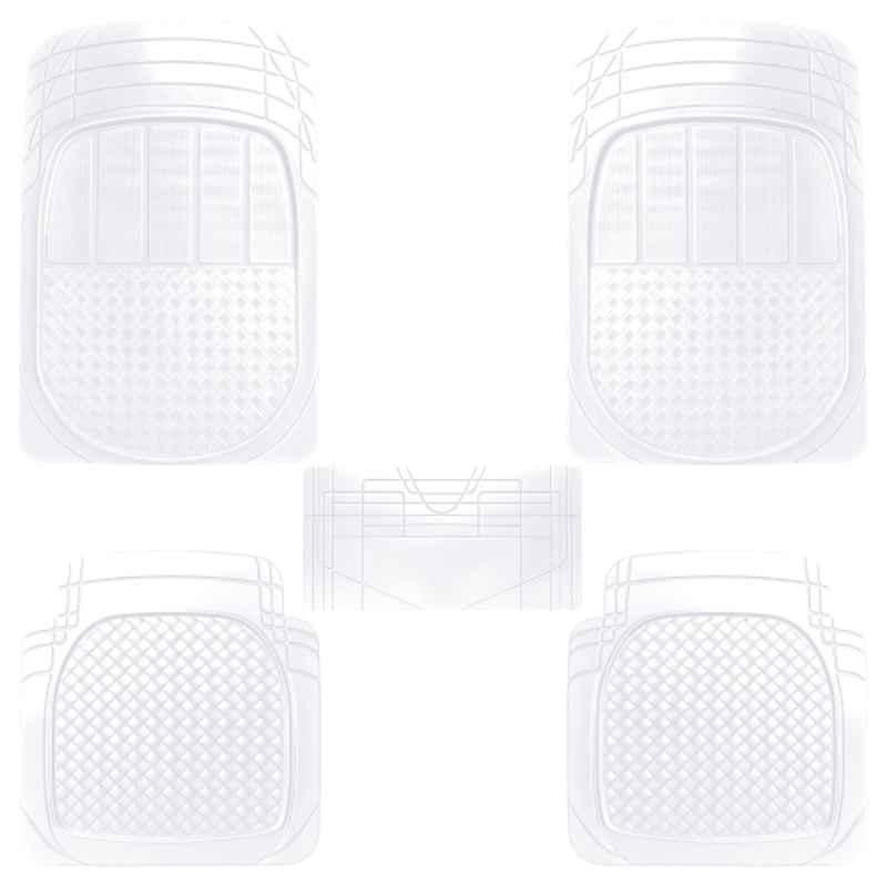 Kingsway 5 Pcs Anti-Skid PVC Transparent Car Floor Mat Set with Anti-Tear Technology & Waterproof for All Cars