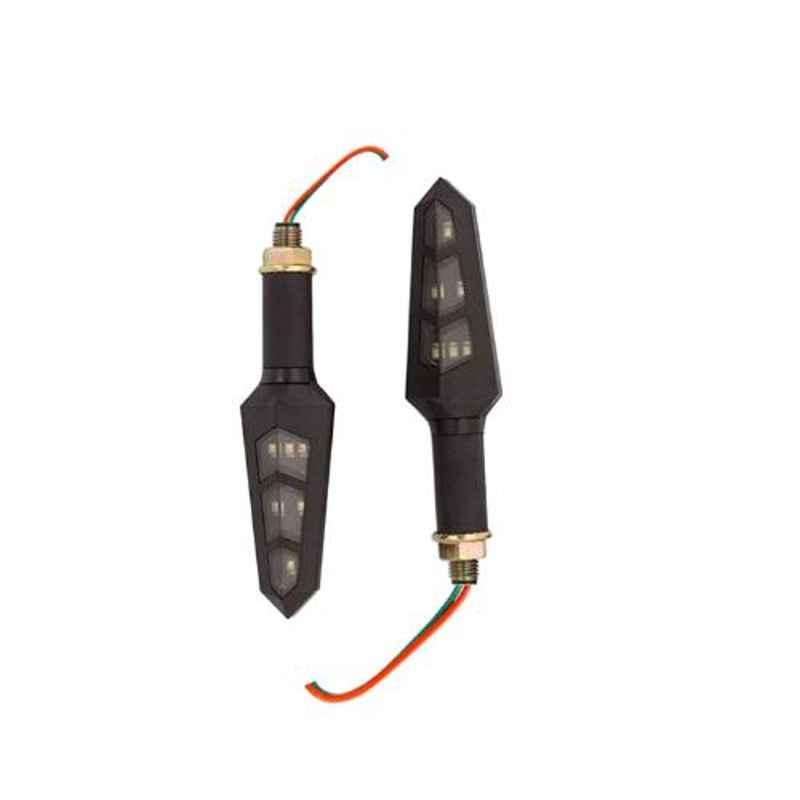 Ramanta 2 Pcs Amber & Black Front & Rear LED Indicator Light Set for TVS Universal Bike