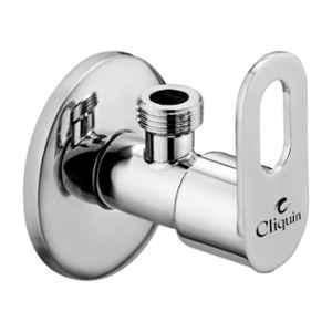 Cliquin Venna Brass Silver Chrome Wall Mounted Angle Valve with Wall Flange