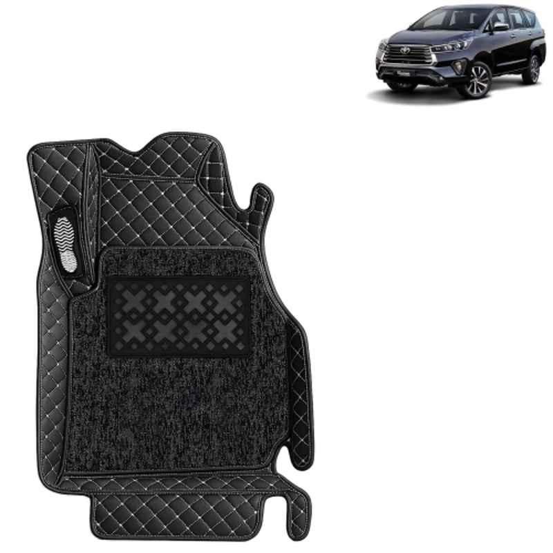 Kingsway 4 Pcs Premium 7D 100% Waterproof & Washable PU Leatherette Classic Black Car Floor Mat Set for Toyota Innova Crysta Manual 2021 Onwards All Model