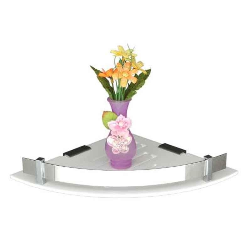 Axtry 8x8 inch Wall Mounted Acrylic White Bathroom Corner Shelf