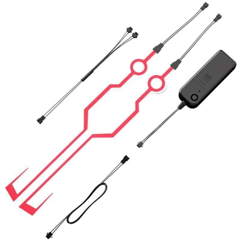 AllExtreme EXHNL1R EL LED Helmet Red Light Strip with 3 Modes Flashing Night Bike Riding Signal Sticker