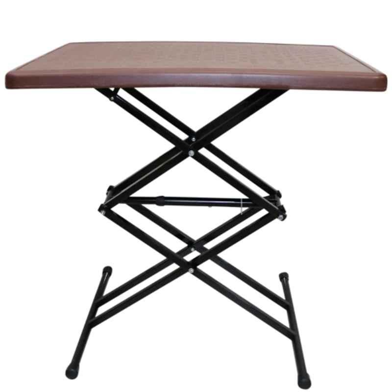 Ciplaplast 64x45x7cm Plastic Brown Height Adjustable Top Folding Rectangular Table