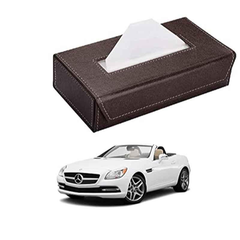Kozdiko 100 Pulls PU Leather Brown Car Tissue Paper Box with 200 Sheets for Mercedes Benz SLK-Class