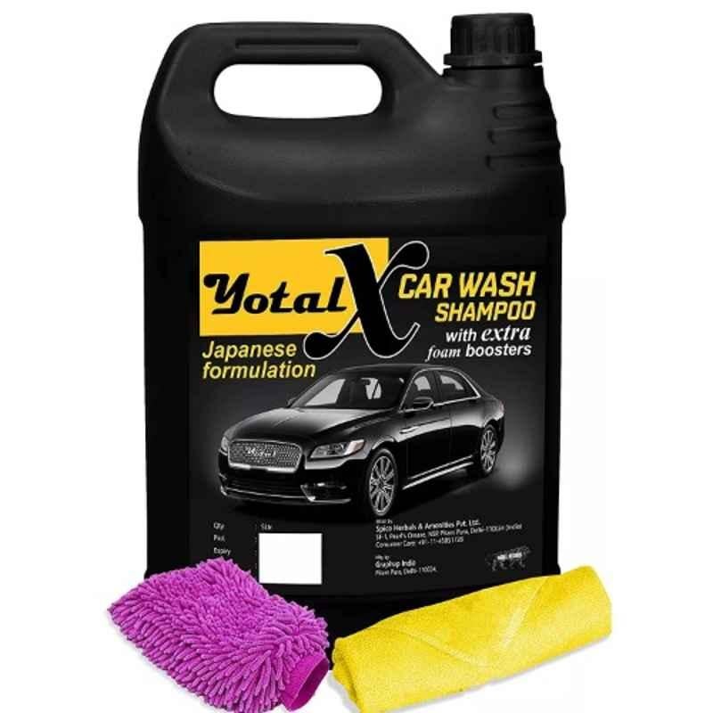 Yotal Extra Car Shampoo 5L With 1 Pc Microfiber Cloth 40 x40Cm & 1 Pc Microfiber Cleaning Gloves