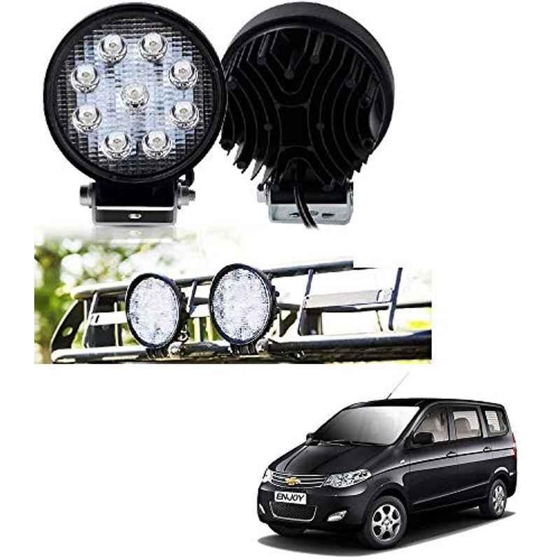 Kozdiko 2 Pcs 27W 4 inch 9 LED Waterproof Round White Fog Light Set with Mounting Brackets for Chevrolet Enjoy, kozd_20005