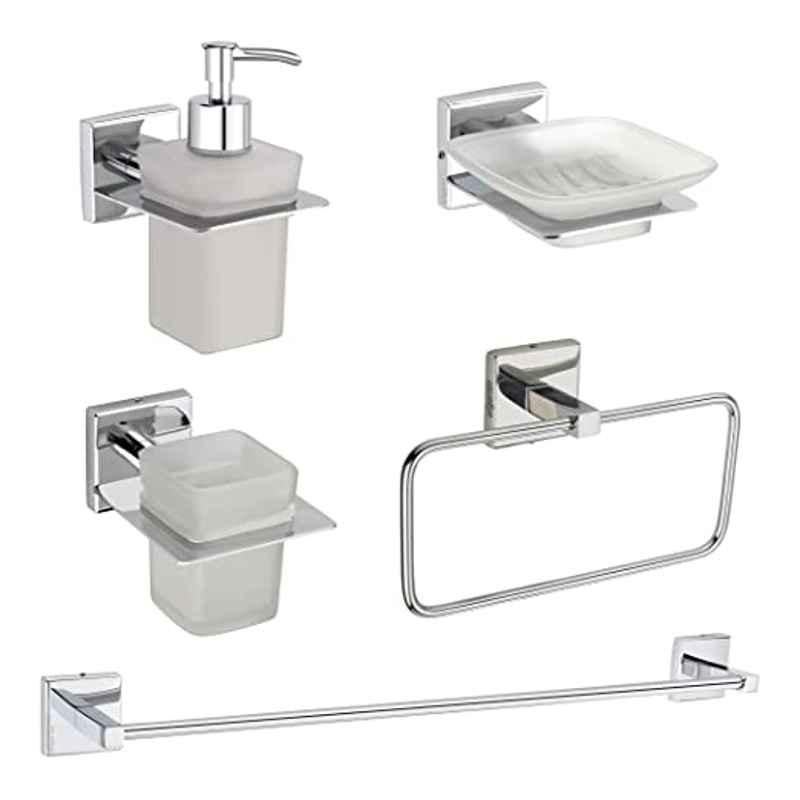 Aligarian 5 Pcs Stainless Steel Chrome Finish Bathroom Accessories Combo