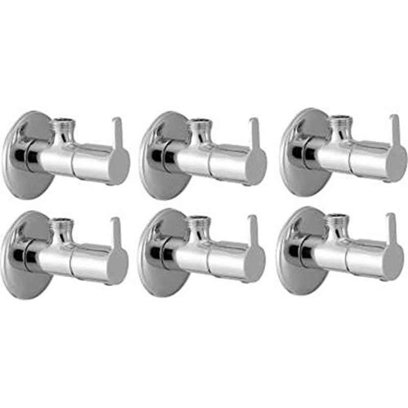 Zesta Flora Stainless Steel Chrome Finish Angle Valve with Flange (Pack of 6)