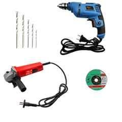 Hillgrove HGCM17M1 4 inch Angle Grinder with 500W Drill Machine & 5 Drill Bits Set