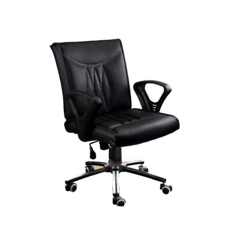 Rose Leather Black Mid Back Office Chair, 116