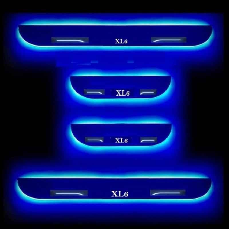 Car Accessories Hub 4 Pcs Acrylic Black Sill Scuff Plate Set with Blue LED for Maruti Suzuki XL-6 All Model-picture-10
