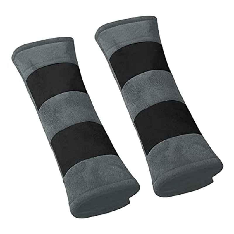 Kozdiko 2 Pcs Valvet Grey & Black Seat Belt Cushion Pillow Set for Tata Indica Vista
