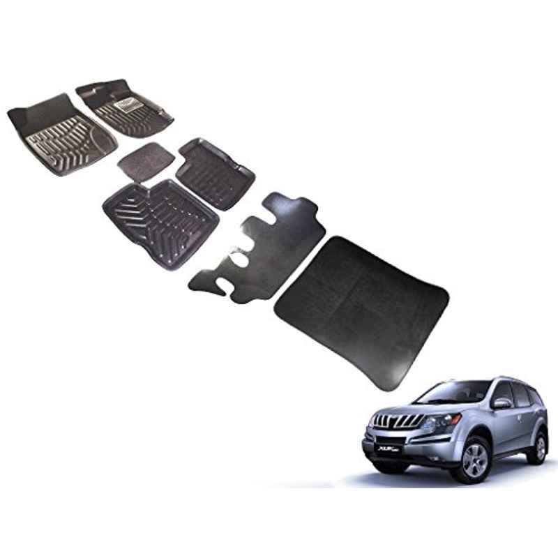Kozdiko 7 Pcs 3D Black Car Foot Mat Set for Mahindra XUV 500, koz_26612