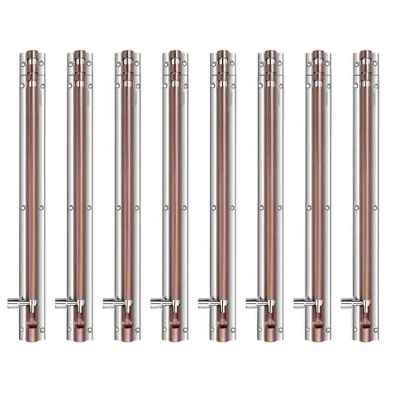 Plantex Stainless Steel 12 inch Tower Bolt/Tower Bolt for Home, Offices Doors & Windows/Tower Bolt for Main Door/Door Latch/Chitakini/Door Latch for Windows - Pack of 8 (Rose Gold & Chrome)