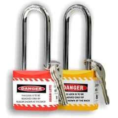 Asian Loto 2 Pcs 65mm Red & Yellow Long Shackle Jacket Padlocks Set for Safety, ALC-LPL-RY