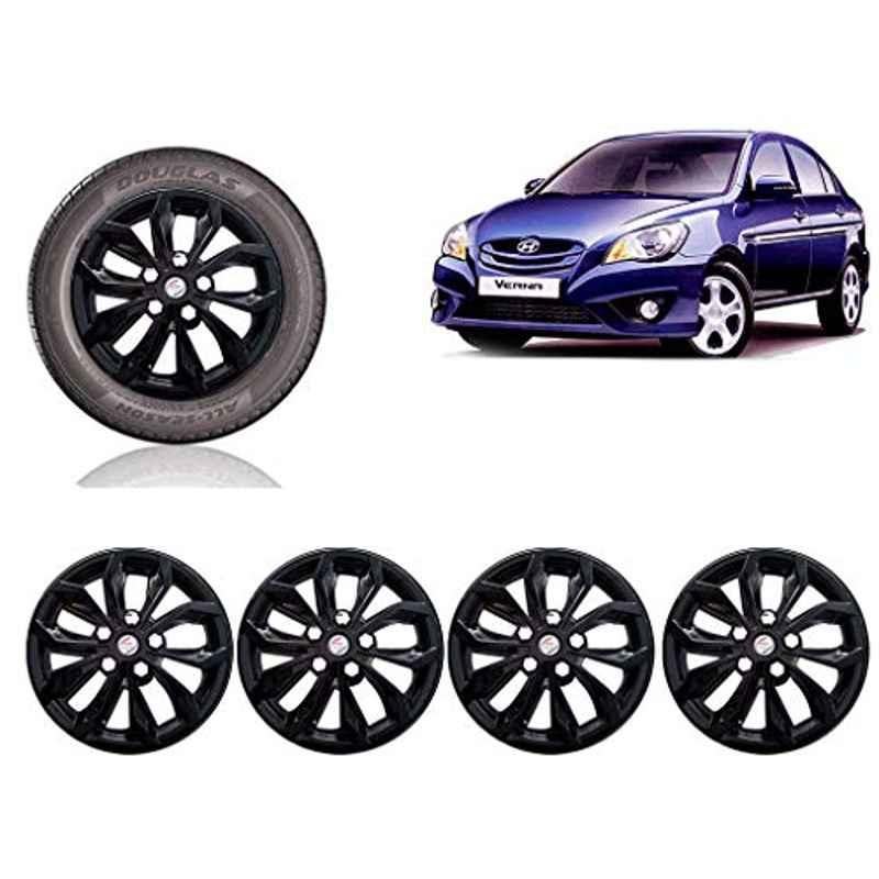 Auto Pearl 4 Pcs 14 inch ABS Black Car Wheel Cover Set for Hyundai Verna