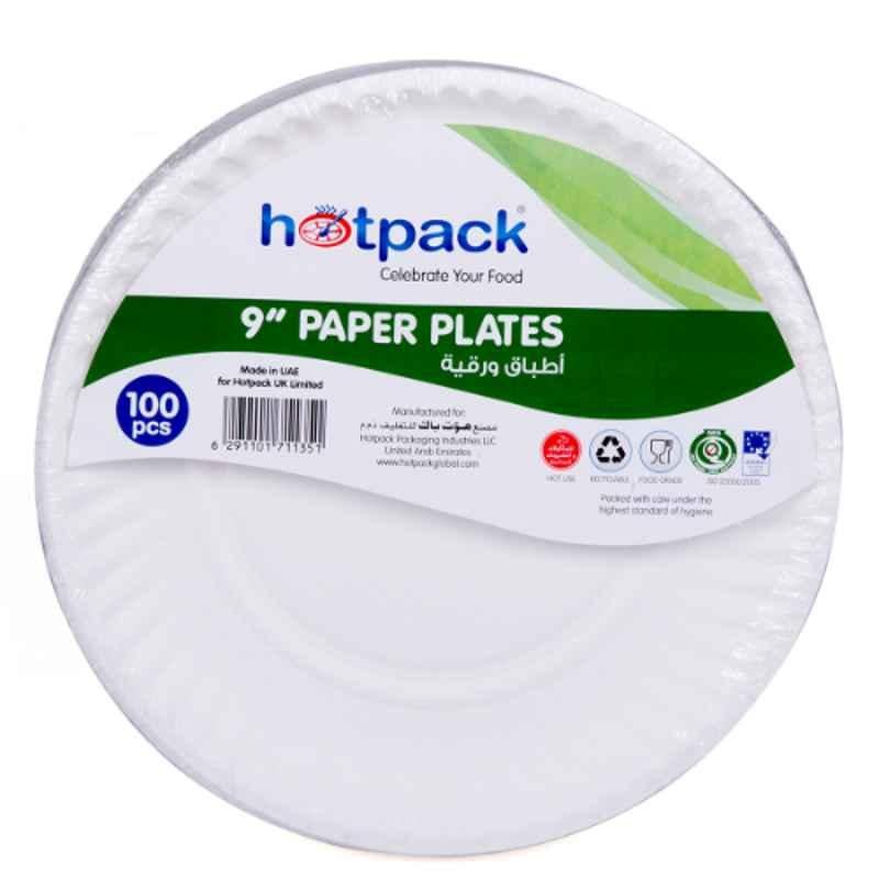 Hotpack 100Pcs 9 inch Paper Plate Set, PP9