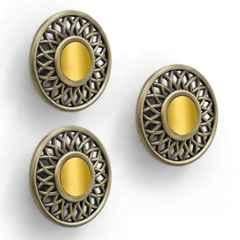 Plantex Knobs for Drawer/Pull-Push Drawer Knobs for Kitchen/Bedroom/Drawers (Pack of 3) Antique Brass
