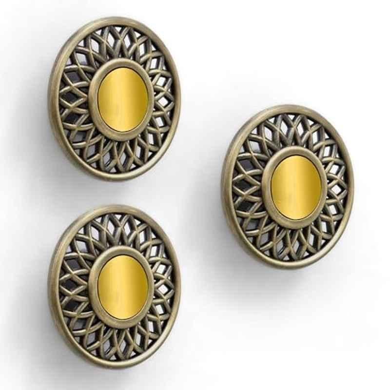 Plantex Knobs for Drawer/Pull-Push Drawer Knobs for Kitchen/Bedroom/Drawers (Pack of 3) Antique Brass