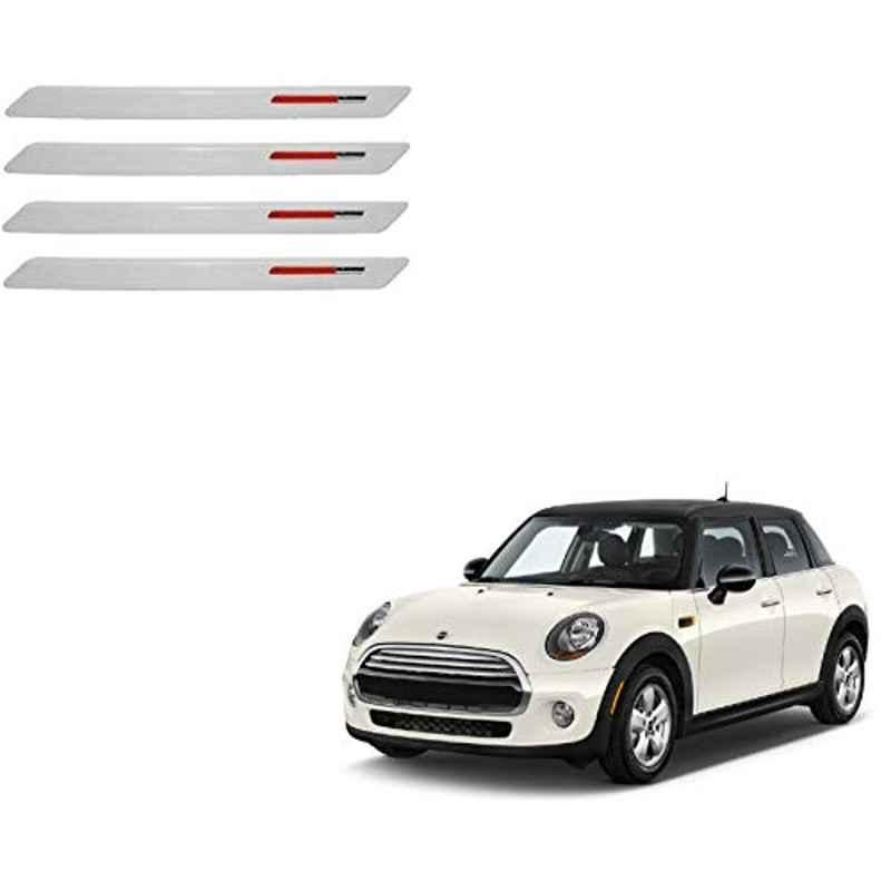 Kozdiko 4 Pcs White & Red Designer Car Bumper Protector Set for Mini Cooper