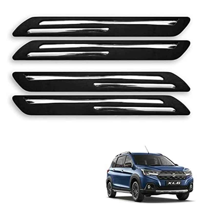 Kozdiko 4 Pcs Rubber Black Double Chrome Strips Car Bumper Protector Guard Set for Maruti Suzuki XL6