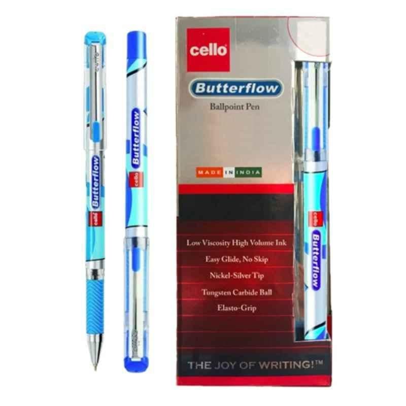 Cello Butterflow 0.7mm Blue Ball Point Pen, (Pack of 12)