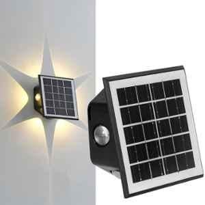 Gigalumi 6 LED Warm White Solar Wall Light with On/Off Botton & 1.5Ah Battery for Home Garden Terrace Patio