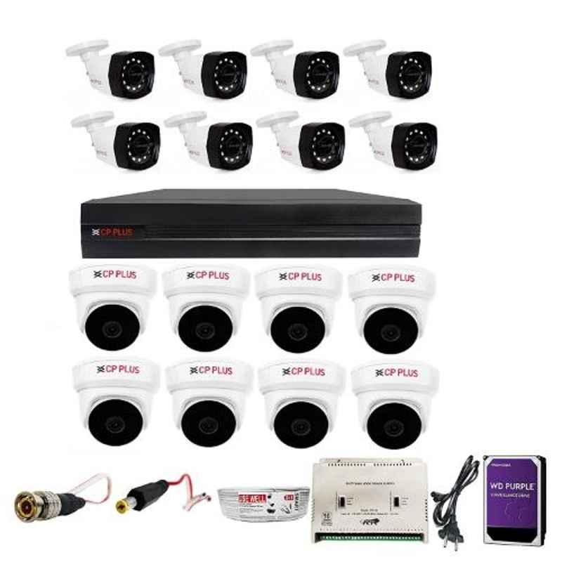 CP Plus 5MP 8 Pcs Dome & 8 Pcs Bullet Camera, 16 Channel DVR with Usewell Accessories, 5MP-16HD-8+8-2TB-USEWELL
