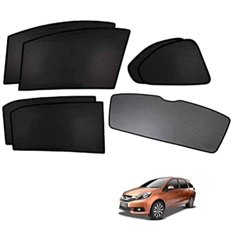 Kozdiko 5 Pcs Polyester Black Non Magnetic Window & Rear Sun Shades Set for Honda Mobilio