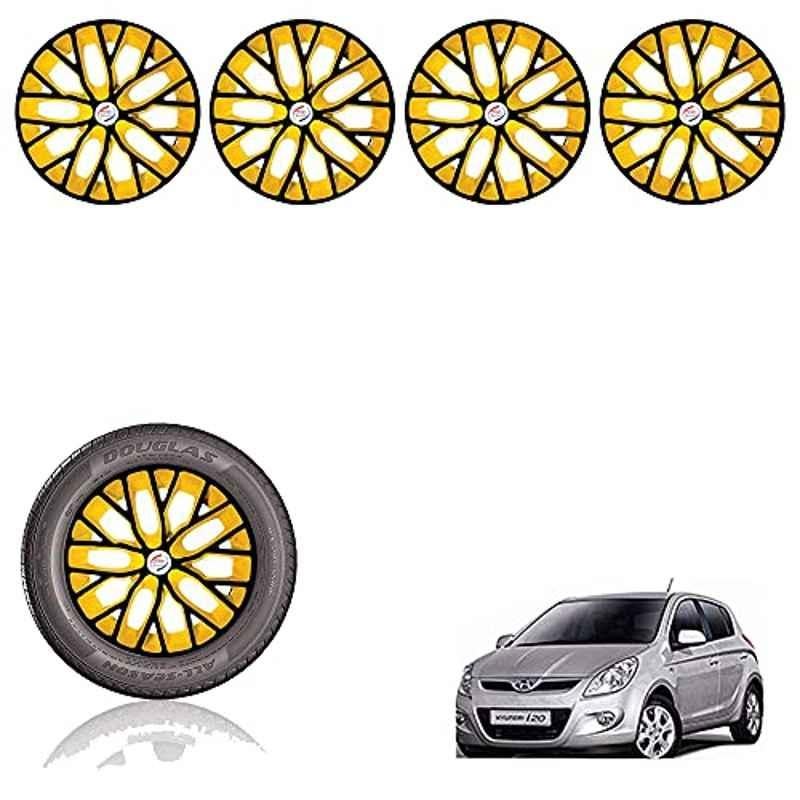 Auto Pearl 14 inch ABS Black & Yellow Press Type Car Hub Cap Wheel Cover for I20 Type 1