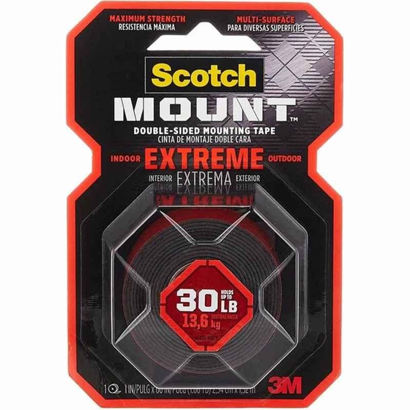 3M Extreme Double Sided Mounting Tape, 410H, Scotch-Mount, 1.52 mx25 mm, Black