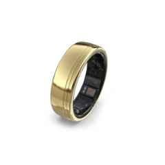 Aabo Ring Plus Titanium Glittering Gold Smart Health Ring with AI Coach, Blood Pressure, Heart Rate Variability, SpO2, Sleep & Stress Tracker, ABRPLUS7G, Size: 7