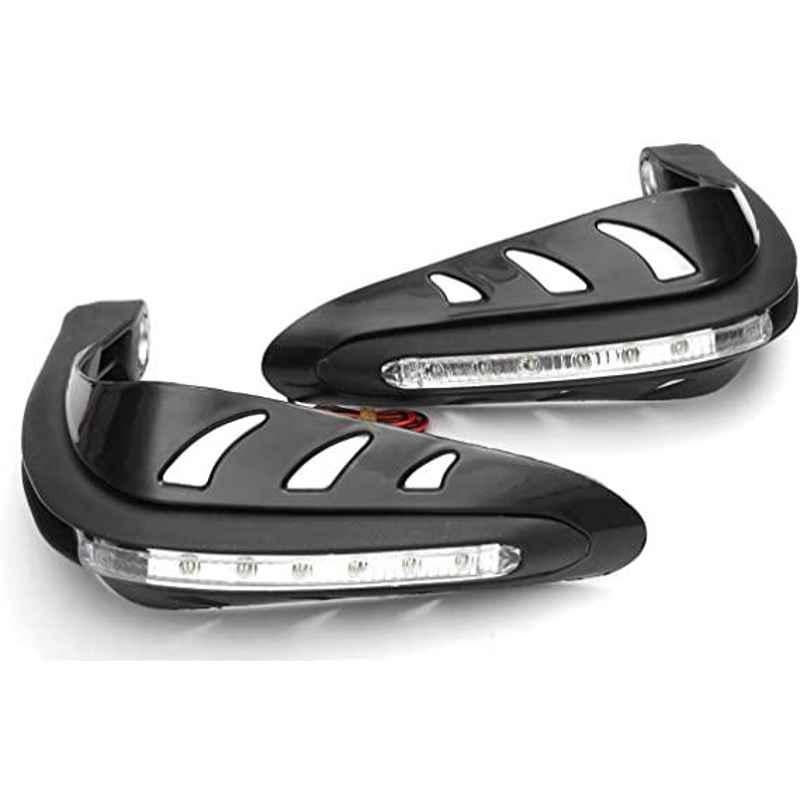 AOW Motorcycle Handguards with Led Light for 7/8 inch Grips - 300 * 140 * 110mm (Black) for Hero Karizma ZMR