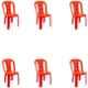 Italica Polypropylene Red Luxury Arm Chair, 9306-6 (Pack of 6)