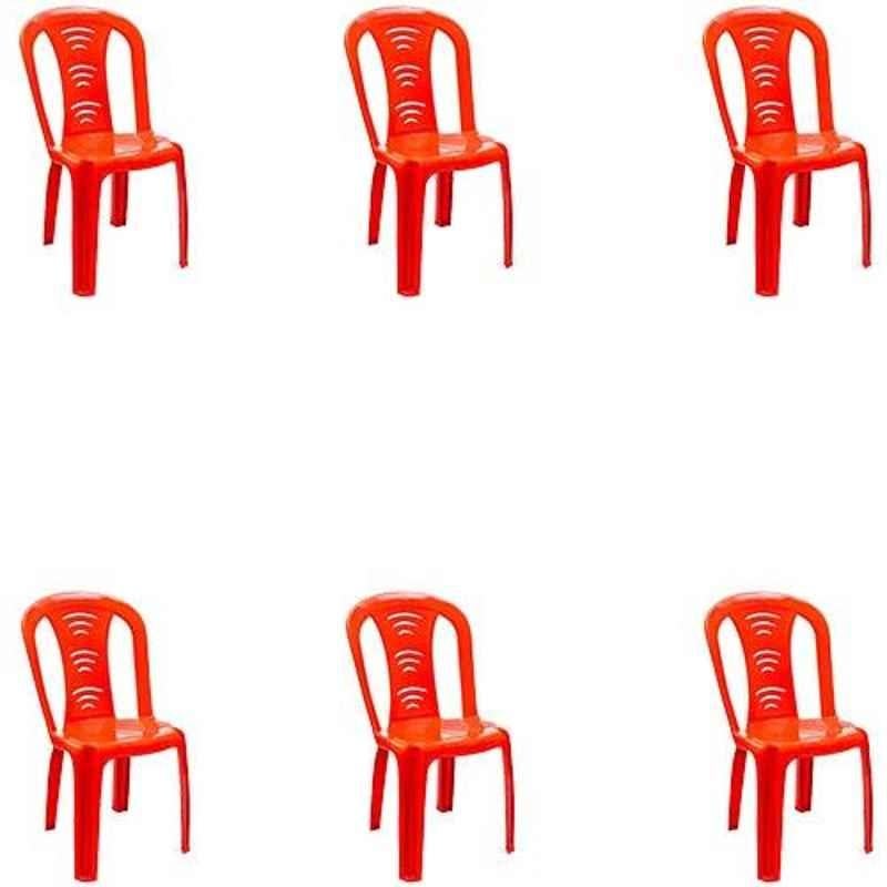 Italica Polypropylene Red Luxury Arm Chair, 9306-6 (Pack of 6)