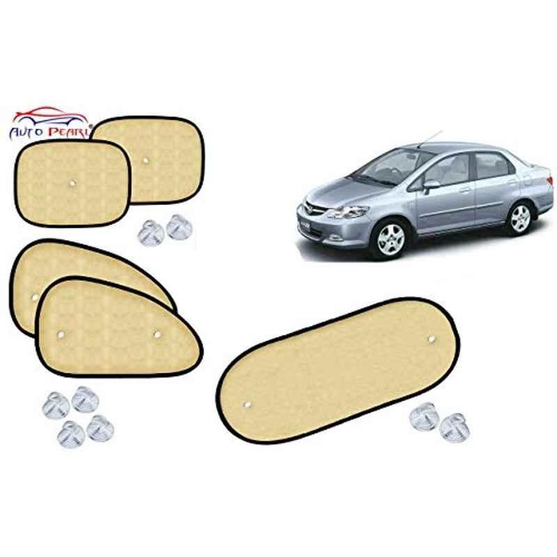 Auto Pearl 5 Pcs PVC & Mesh Beige Window & Rear Sun Shade Set for Honda City ZX