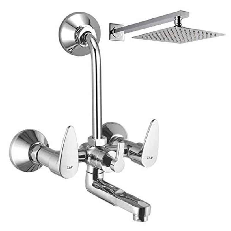 ZAP Brezza Brass Wall Mixer with Overhead Shower System Set