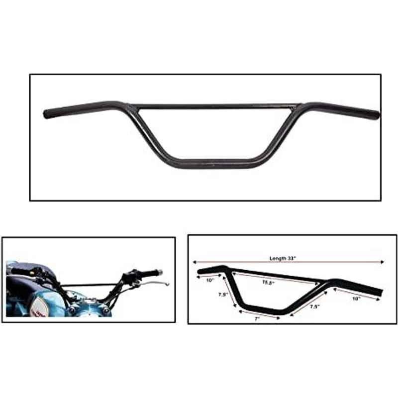 AOW RD350 (with Mounting Rod) Black Handlebar (Black) Universal for Bullet 350 Twin Spark