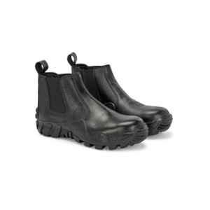 Eego Italy Solid Genuine leather Anti Skid Steel Toe Safety Chelsea Boot with 3m Reflector for Women, Size: 9