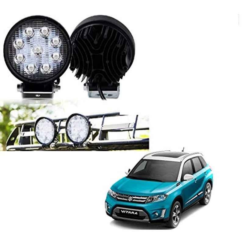 Kozdiko 2 Pcs 27W 4 inch 9 LED Waterproof Round White Fog Light Set with Mounting Brackets for Maruti Suzuki Grand Vitara, kozd_20049