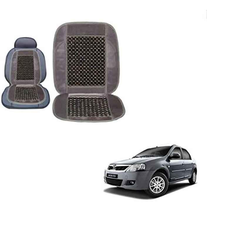 Kozdiko Wooden Bead Seat with Grey Velvet Border for Mahindra Verito, KOZ-86770