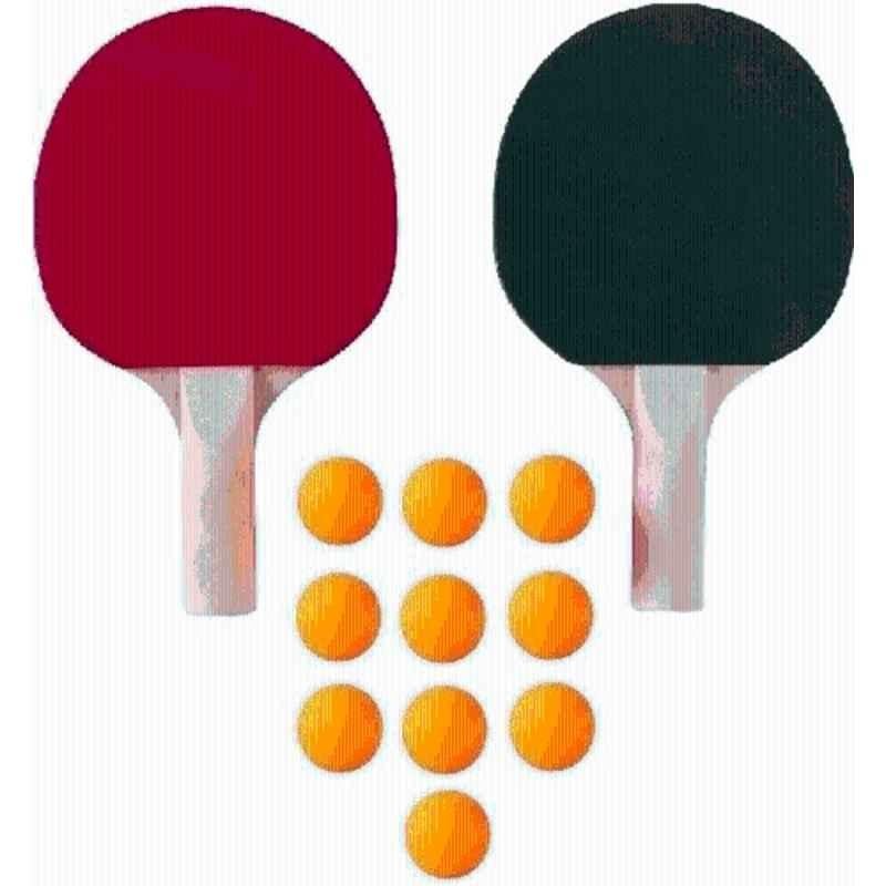 Forgesy 350g Red & Black Table Tennis Racquet Set with 10 Pcs Orange Table Tennis Ball