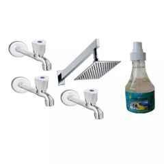 Fastgear 5 Pcs Triangle Stainless Steel Silver Chrome Finish Faucet Set with Shower, FG1231