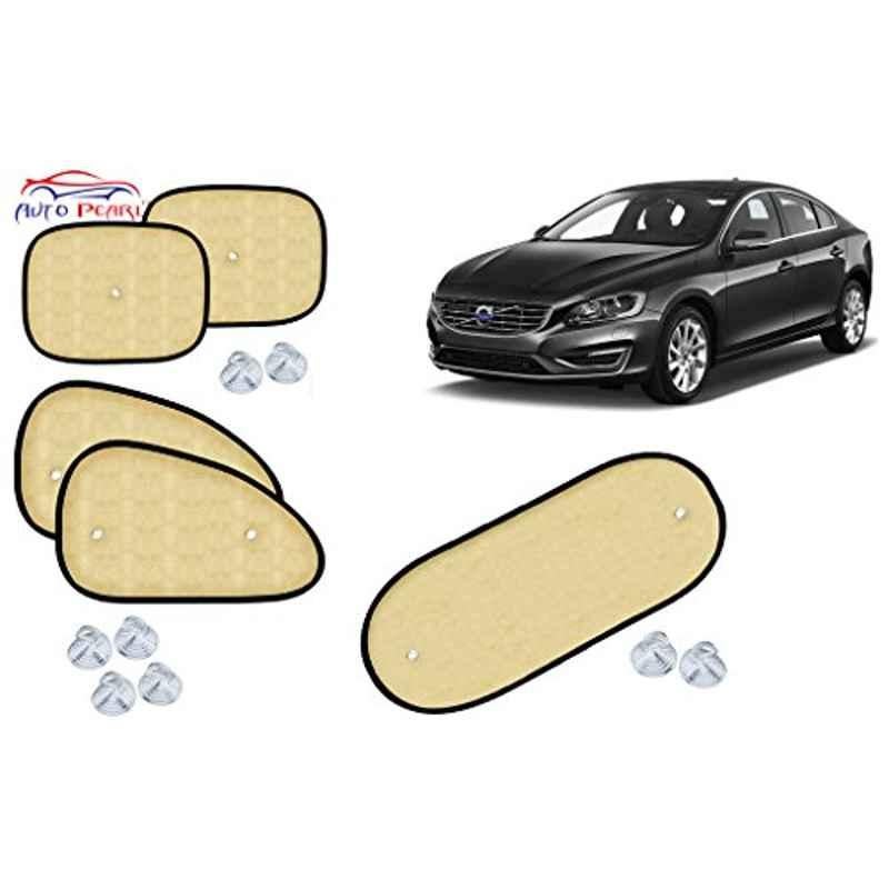 Auto Pearl 5 Pcs PVC & Mesh Beige Window & Rear Sun Shade Set for Volvo S60
