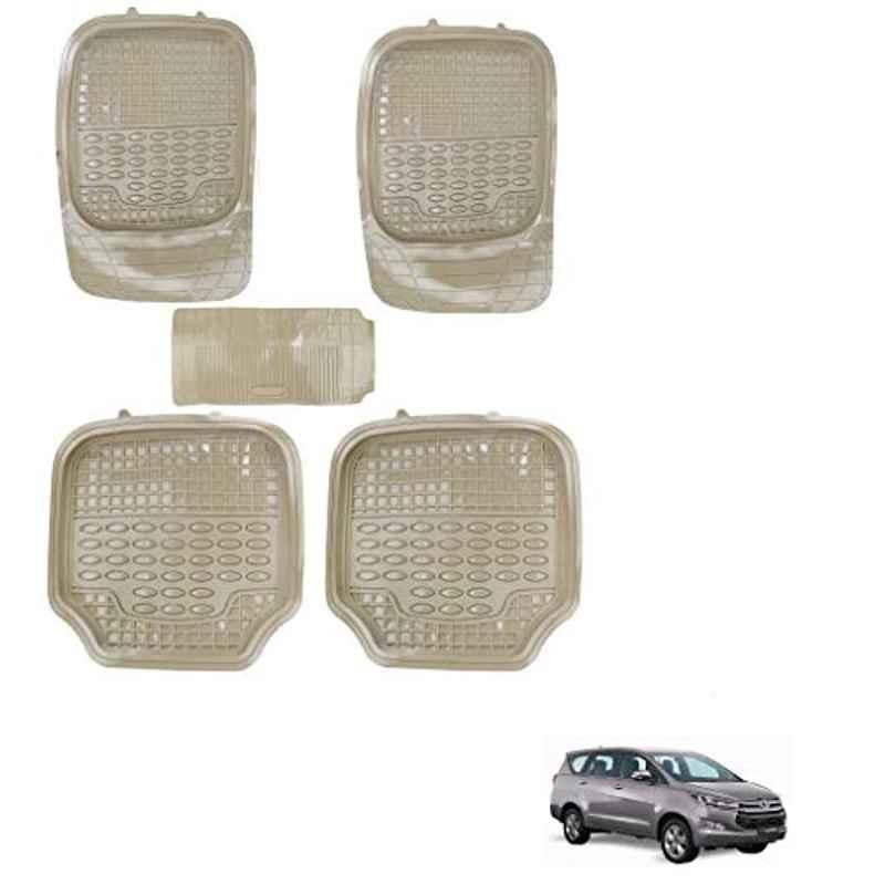 Kozdiko 5 Pcs 4G Beige Rubber & PVC Heavy Car Foot Mat Set for Toyota Innova Crysta, koz_80974