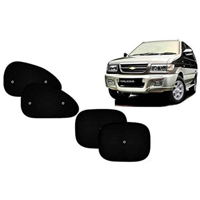 Auto Pearl 4 Pcs PVC & Mesh Black Window Side Sun Shade Set for Chevrolet Tavera Type 1, Curtain_Chipkoo_4_Tavera Type-1