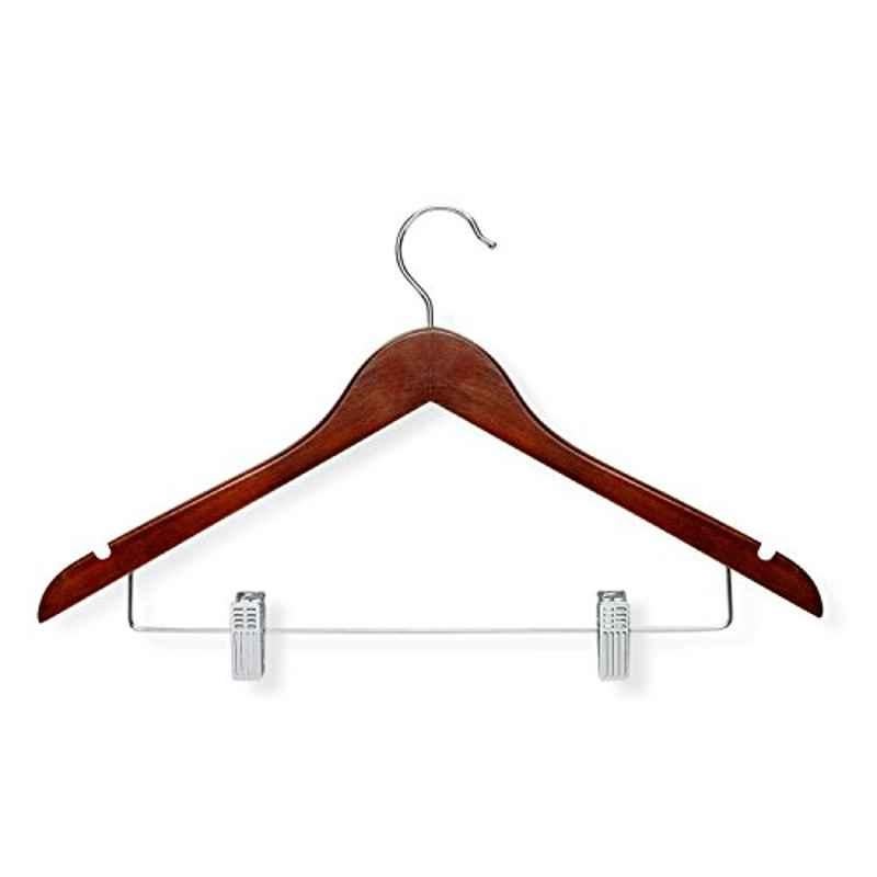 Honey-Can-Do 3 Pcs Wood Cherry Suit Hanger Set with Clips, HNG-01210
