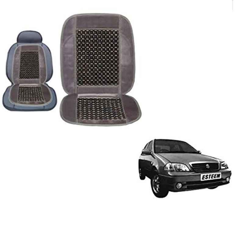 Kozdiko Wooden Bead Seat with Grey Velvet Border for Maruti Suzuki Esteem