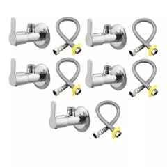 Fastgear 10 Pcs Stainless Steel Silver Chrome Finish Bathroom Faucet Set, FG1313